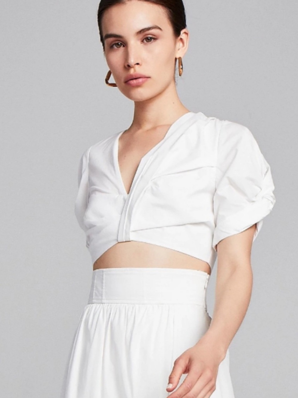A. L. C. | Ryan crop top white organic cotton twist detail bust